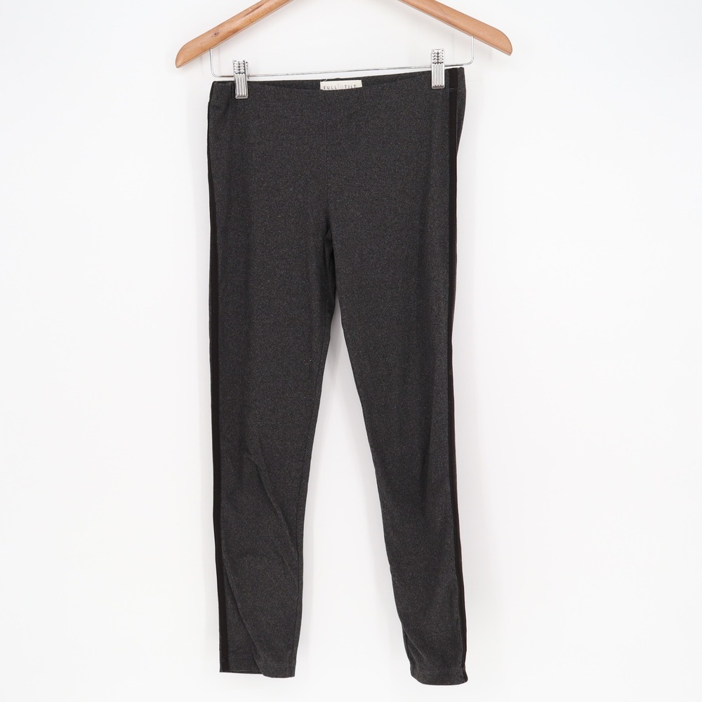 Full Tilt Womens Charcoal Gray Heathered Side Stripe Leggings Size S